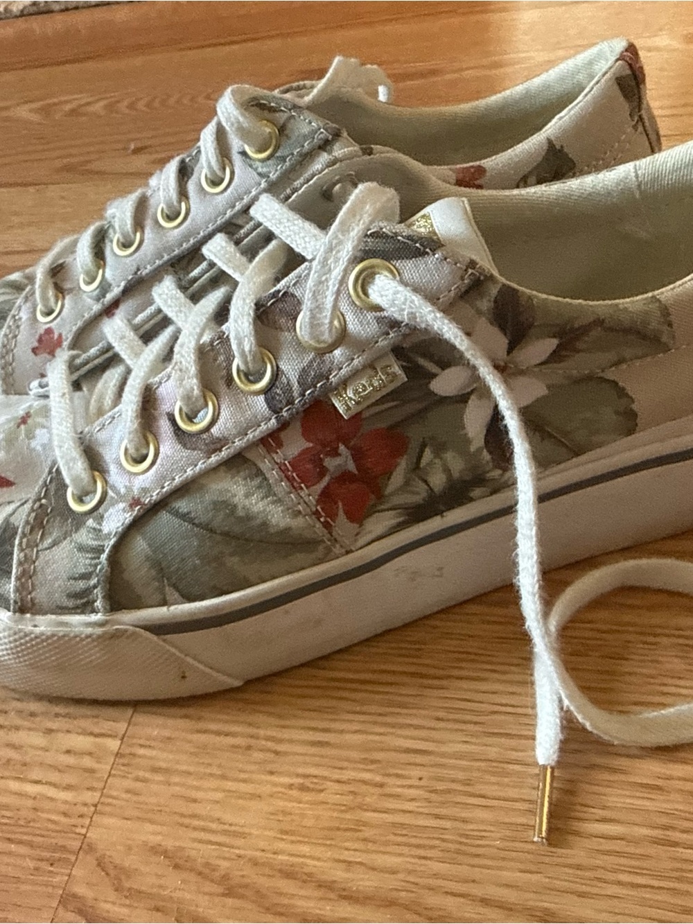 Keds Floral Canvas Low-Top Sneakers in Cream with Multicolor Florals